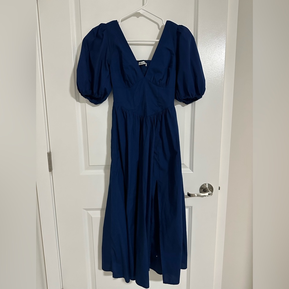Puff Sleeve Corset Midi Dress